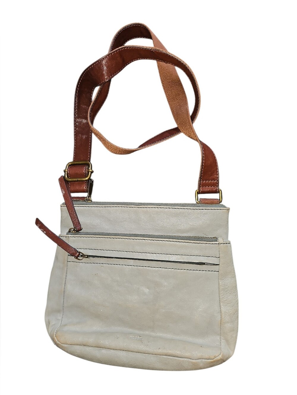 Fossil Gray and Brown Crossbody